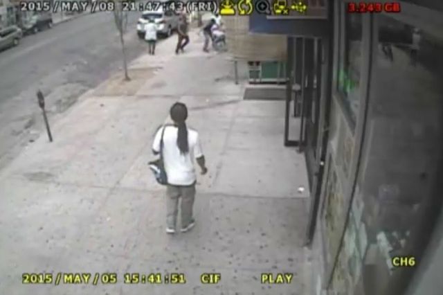 The mugging captured on surveillance camera